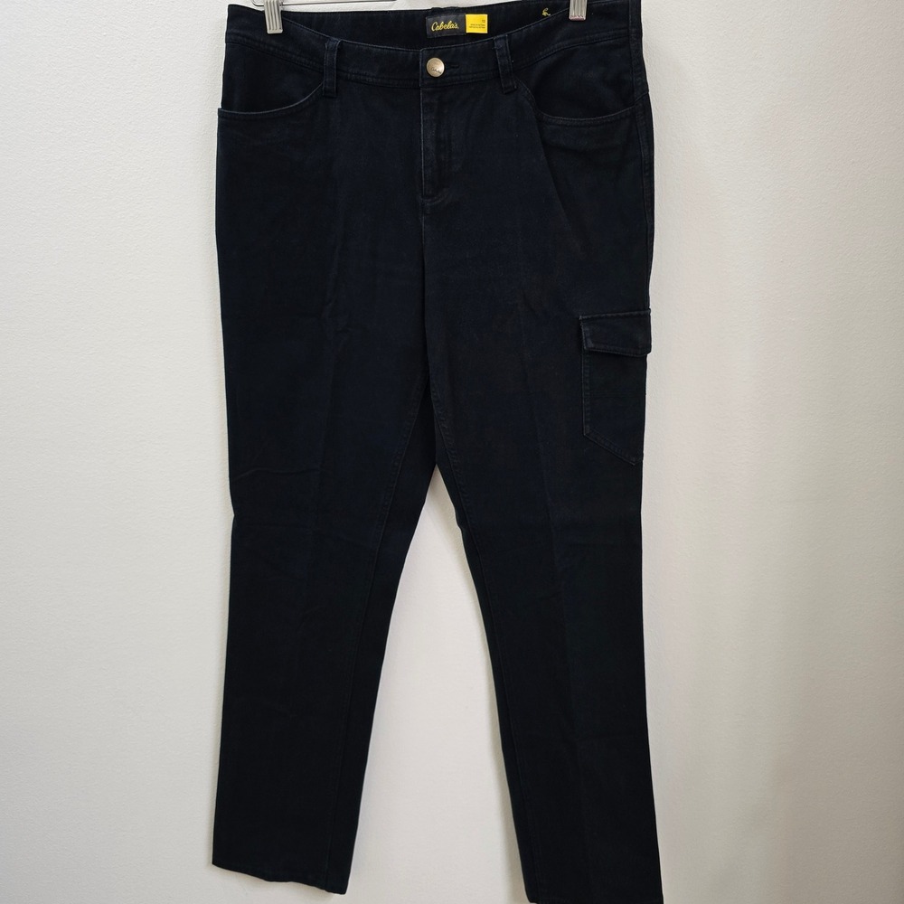 Cabelas Womens Black Cargo Pants‎ Straight Leg Stretch Size 12 Hiking Outdoors